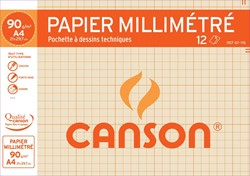 Canson papier millimétré, paquet de 12 feuilles