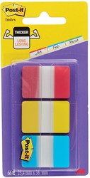 Post-it Index Strong, ft 25,4 x 38 mm, set de 3 couleurs (rouge, jaune et bleu), 22 cavaliers par couleur