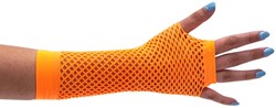 Orange, gants, en résille, sans doigts, long