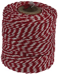 Ficelle de coton, rouge-blanc, bobine de 50 g, environs 55 m