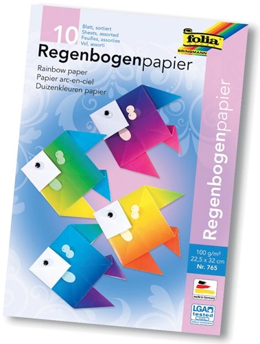 Folia regenboogpapier, 100 g, ft 22 x 32 cm, couleurs assorties, paquet de 10 feuilles