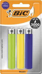 Bic Maxi briquet à pierre, couleurs assorties, blister de 3 pièces