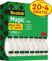 Scotch ruban adhésif Magic, ft 19 mm x 33 m, offre spéciale de 24 rouleaux