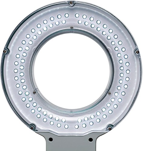 MAULviso Luminaire loupe, LED, sur pince 6,3cm, longeur de bras 2x31cm, objectif 144cm2, blanc-2