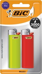 BIC Maxi briquet à pierre, blister de 2 pièces en couleurs assorties