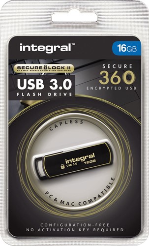 Integral 360 Secure USB 3.0 stick, 16 GB Inapa Belgium