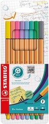 STABILO point 88 fineliner, pastel, étui de 8 pièces