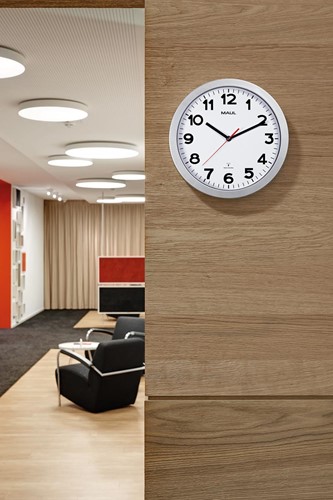 MAULstep horloge murale, radiopilotée, diamètre 30 x 5 cm, cadre en plastique, argent-2