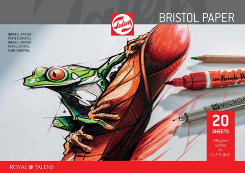Talens Bristol papier, 250 g, ft 29,7 x 42 cm, A3, blok van 20 vel