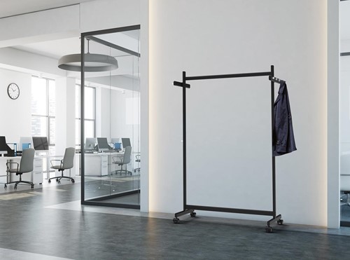 MAUL kledingrek samba mobiel, ft 115 x 173 x 51 cm, max. 40 kg, met 8 haken, zwart RAL9004-1