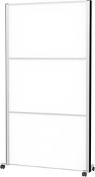 MAULconnecto scheidingswand, 3 x whiteboard, frame zilver, mobiel