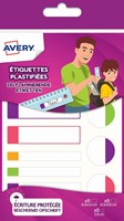Avery Family étiquettes plastifiées, sachet brochable avec 24 étiquettes, formats et couleurs neon