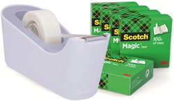 Scotch verzwaarde plakbandafroller inclusief 6 rollen Scotch magic tape, lavendel