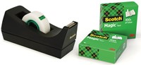 Scotch plakbandafroller C38 zwart, inclusief 3 rolletjes (19 x 33 mm)
