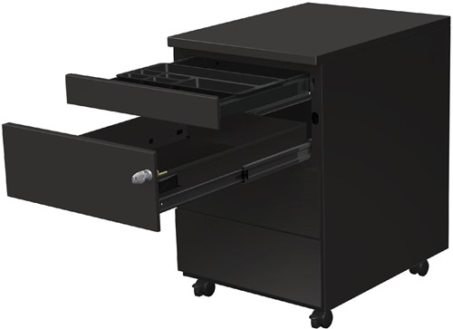 Caisson mobile, 3 tiroirs + tirette plumier, anthracite-2