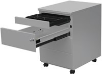 Mobiele ladenblok, 3 laden + pennenlade, aluminium-2