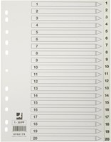 Q-CONNECT intercalaires, A4, PP, 11 trous, avec page de garde, jeu de 1-20, blanc
