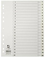 Q-CONNECT intercalaires, A4, PP, 11 trous, avec page de garde, jeu de 1-20, blanc-2