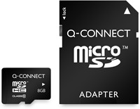 Q-CONNECT micro SD carte mémoire, avec adpatateur SD, 8 Go