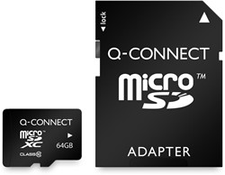 Q-CONNECT micro SD carte mémoire, avec adpatateur SD, 64 Go