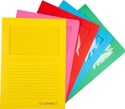 Q-CONNECT L-map met venster, 120 g/m², A4, pak van 100 stuks, donkere geassorteerde kleuren