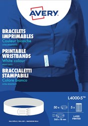 Avery bedrukbare polsbandjes, ft 18 x 265 mm, wit, pak van 50 etiketten