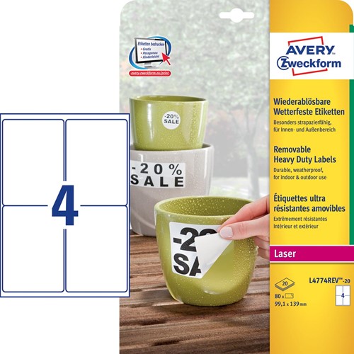 Avery afneembare weerbestendige etiketten Ft 99,1 x 139 mm (b x h), wit, doos van 80 etiketten-3