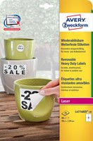 Avery afneembare weerbestendige etiketten Ft 99,1 x 139 mm (b x h), wit, doos van 80 etiketten