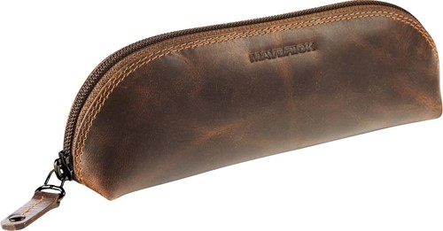 Maverick trousse en cuir, ovale, brun
