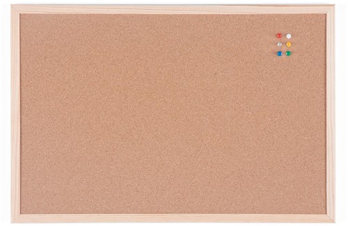 Bi-Office tableau en liège avec cadre en bois, ft 60 x 40 cm