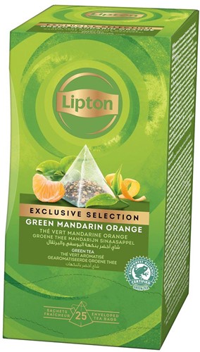Lipton thé Exclusive Selection, thé vert mandarine orange, boîte de 25 sachets