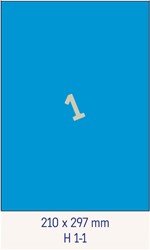 1 Étiquette 210x297mm bleue <br>Étiquettes multifonctions bleues, boîte de 200 feuilles