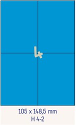 4 Étiquettes 105x148,5mm bleues <br>Étiquettes multifonctions bleues, boîte de 200 feuilles