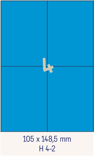 4 Étiquettes 105x148,5mm bleues <br>Étiquettes multifonctions bleues, boîte de 200 feuilles