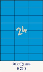 24 Étiquettes 70x37,1mm bleues <br>Étiquettes multifonctions bleues, boîte de 200 feuilles