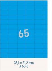 65 Étiquettes 38,1x21,2mm bleues <br>Étiquettes multifonctions bleues, boîte de 200 feuilles