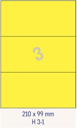 3 Étiquettes 210x99mm fluo jaunes <br>Étiquettes multifonctions fluo jaunes, boîte de 200 feuilles