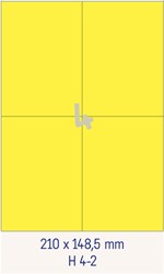 4 Étiquettes 105x148,5mm fluo jaunes <br>Étiquettes multifonctions fluo jaunes, boîte de 200 feuilles