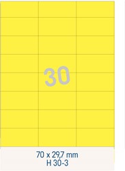 30 Étiquettes 70x29,7mm fluo jaunes <br>Étiquettes multifonctions fluo jaunes, boîte de 200 feuilles