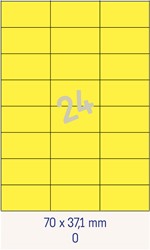24 Étiquettes 70x37,1mm fluo jaunes <br>Étiquettes multifonctions fluo jaunes, boîte de 200 feuilles