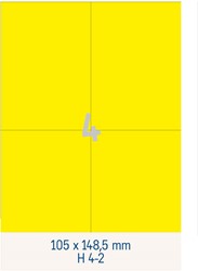 4 Étiquettes 105x148,5mm jaunes <br>Étiquettes multifonctions jaunes, boîte de 200 feuilles