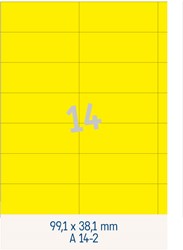 14 Étiquettes 99,1x38,1mm jaunes <br>Étiquettes multifonctions jaunes, boîte de 200 feuilles