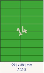 14 Étiquettes 99,1x38,1mm vertes <br>Étiquettes multifonctions vertes, boîte de 200 feuilles