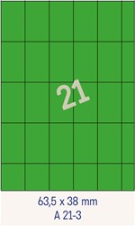 21 Étiquettes 63,5x38mm vertes <br>Étiquettes multifonctions vertes, boîte de 200 feuilles