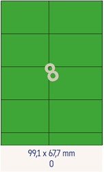 8 Étiquettes 99,1x67,7mm vertes <br>Étiquettes multifonctions vertes, boîte de 200 feuilles