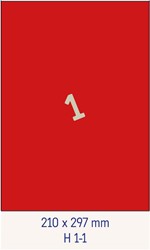 1 Étiquette 210x297mm rouge <br>Étiquettes multifonctions rouges, boîte de 200 feuilles