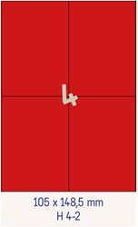 4 Étiquettes 105x148,5mm rouges <br>Étiquettes multifonctions rouges, boîte de 200 feuilles