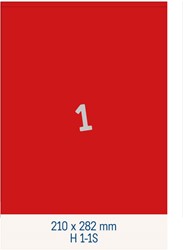 1 Étiquette 210x292mm rouge <br>Étiquettes multifonctions rouges, boîte de 200 feuilles