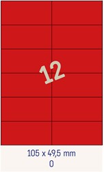 12 Étiquettes 105x49,5mm rouges <br>Étiquettes multifonctions rouges, boîte de 200 feuilles